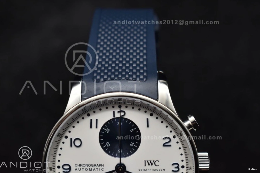 Z+F Strap A69355 Portuguese IW3716 Rubber Blue 1:1 White Blue on Best Chrono Dial Edition 1104